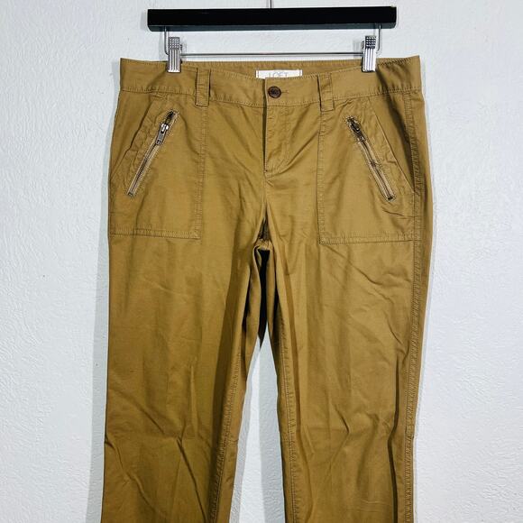 Ann Taylor LOFT Safari Pants Lightweight Cotton Stretch Camel - 8 - Picture 2 of 4